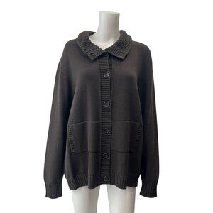$535 NWT Marina Rinaldi Brown Wool Knit Strick Sweater Jacket size Large